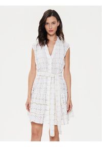 Iconique Sukienka letnia Ilizia IC24-018 Biały Regular Fit. Kolor: biały. Materiał: bawełna. Sezon: lato