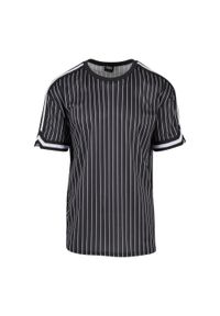 Urban Classics - Męska Koszulka Oversize Z Siatki W Paski. Kolor: biały, wielokolorowy, czarny. Wzór: paski