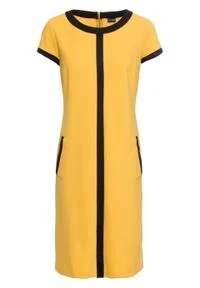 Sukienka bonprix żółto-czarny. Kolor: złoty. Długość rękawa: krótki rękaw #1