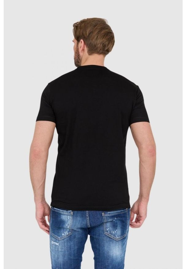 DSQUARED2 Czarny t-shirt męski z neonowym logo icon, Rozmiar S. Kolor: czarny