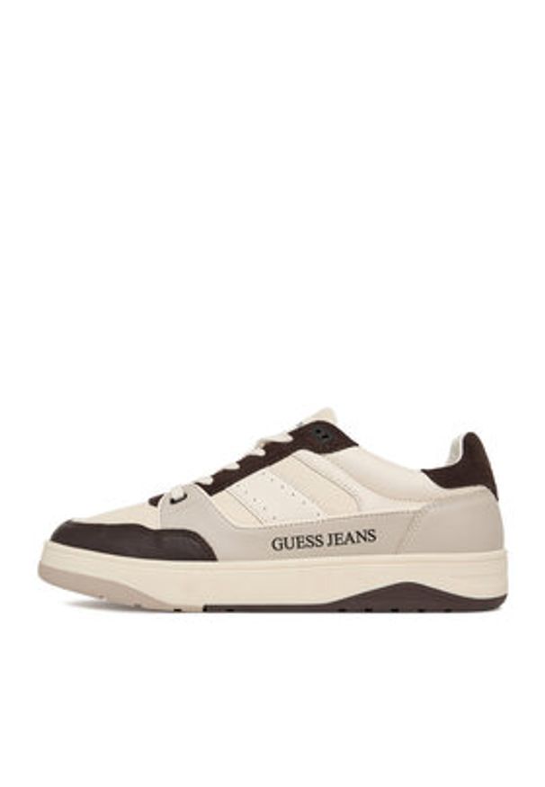 Guess Jeans Sneakersy EO-TEKSAS-01 126AM Écru. Kolor: kremowy. Materiał: skóra