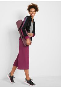 Spodnie dresowe culotte 7/8 z bawełny organicznej, Level 1 bonprix jeżynowy. Kolor: fioletowy. Materiał: materiał, bawełna. Styl: sportowy #6