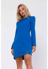 MOE - Elegancka klasyczna sukienka ołówkowa niebieska. Kolor: niebieski. Typ sukienki: ołówkowe. Styl: elegancki, klasyczny #3
