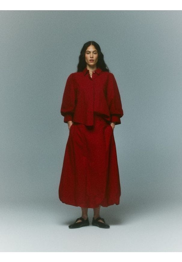 Reserved - Spódnica bombka - czerwony. Kolor: czerwony. Materiał: tkanina, bawełna