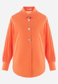 Born2be - Pomarańczowa Koszula Bawełniana Trapezowa Hazala. Kolor: pomarańczowy. Materiał: bawełna. Długość: długie. Styl: klasyczny, elegancki