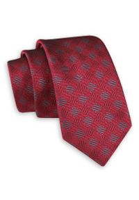Czerwono-Szary Elegancki Krawat -Angelo di Monti- 6 cm, Męski, w Dużą Kratkę. Kolor: czerwony. Wzór: kratka. Styl: elegancki #1