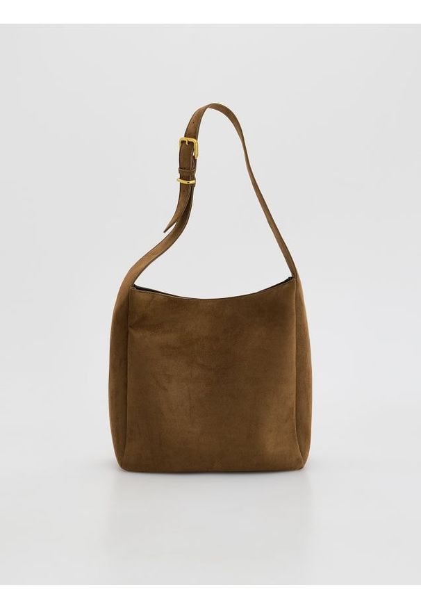 Reserved - Torebka na ramię - brązowy. Kolor: brązowy. Materiał: zamszowe. Rodzaj torebki: na ramię