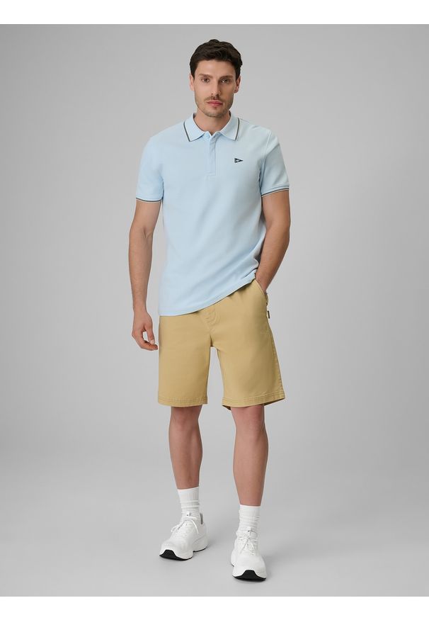 4f - 4F Koszulka polo regular męska - niebieska XXL. Okazja: na co dzień. Typ kołnierza: polo. Kolor: niebieski. Materiał: materiał, bawełna, jeans, dzianina, tkanina. Styl: klasyczny, casual