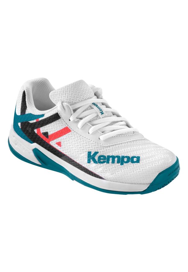 KEMPA - Dziecięce buty halowe Kempa Wing 2.0. Kolor: wielokolorowy, biały, czerwony. Sport: piłka ręczna