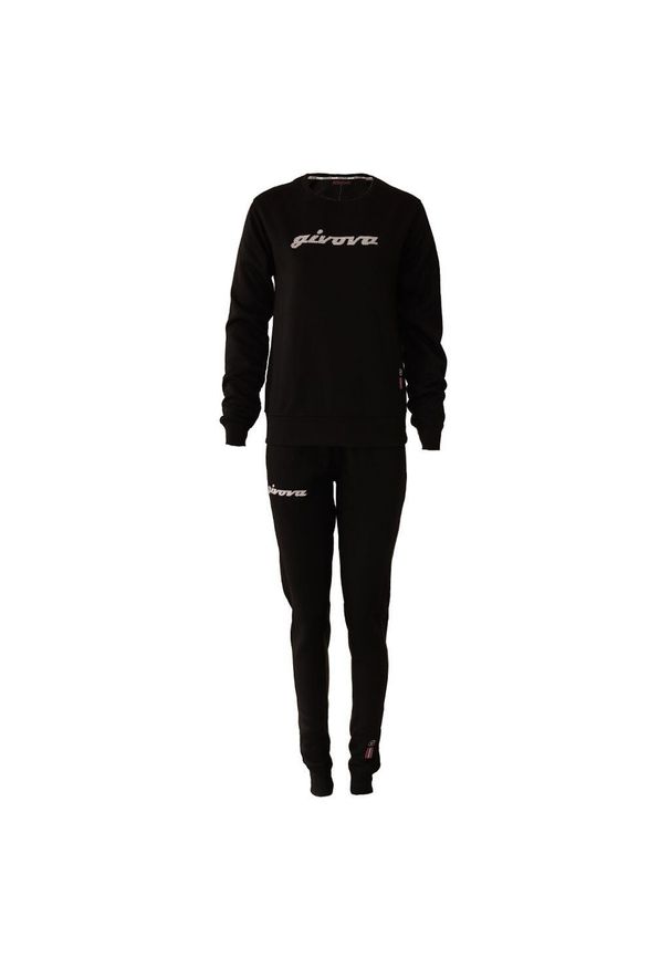 Givova - GIVOVA damski dres Felpa z kołnierzem z cekinów 2XL. Kolor: czarny. Materiał: dresówka. Wzór: aplikacja