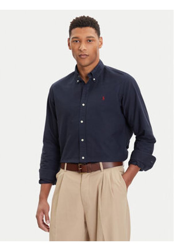Polo Ralph Lauren Koszula Bsr 710772290 Granatowy Custom Fit. Typ kołnierza: polo. Kolor: niebieski. Materiał: bawełna