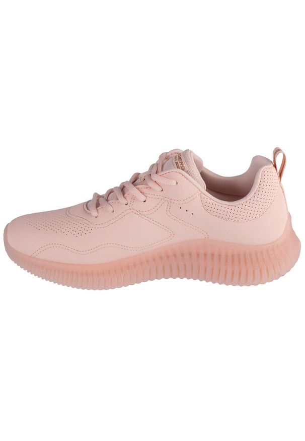 skechers - Buty sportowe Sneakersy damskie, Bobs Geo - How Marvelous. Zapięcie: sznurówki. Kolor: różowy. Materiał: guma, syntetyk, tkanina, materiał. Szerokość cholewki: normalna. Sport: turystyka piesza
