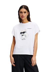 Karl Lagerfeld - KARL LAGERFELD Biały damski t-shirt Ikon Aquarelle C Loose. Kolor: biały #4