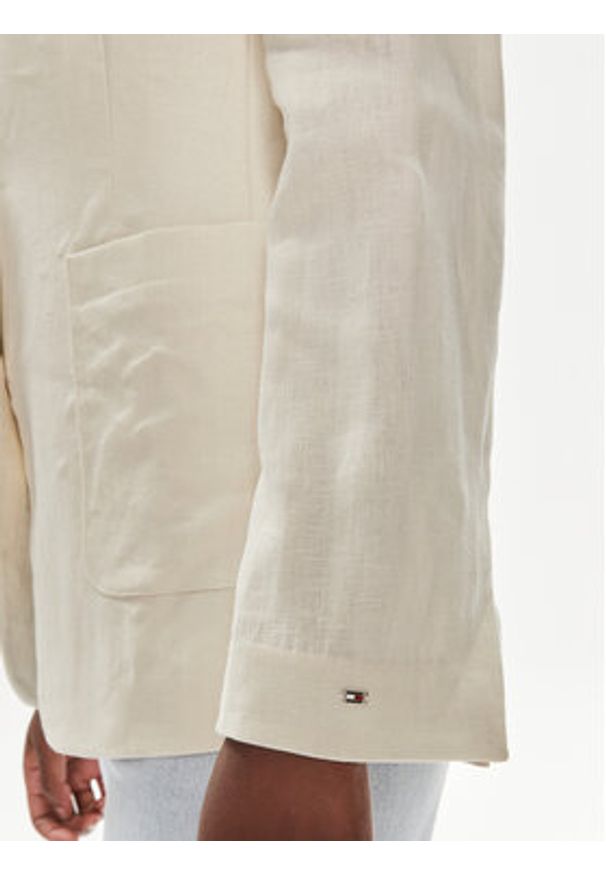 TOMMY HILFIGER - Tommy Hilfiger Marynarka WW0WW42454 Beżowy Regular Fit. Kolor: beżowy. Materiał: len