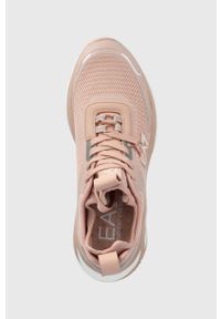 EA7 Emporio Armani sneakersy kolor różowy. Nosek buta: okrągły. Zapięcie: sznurówki. Kolor: różowy. Materiał: guma. Obcas: na platformie