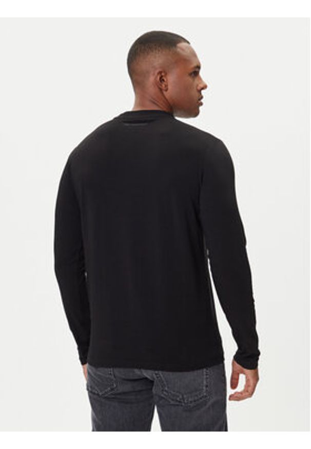 Karl Lagerfeld - KARL LAGERFELD Longsleeve 755052 554235 Czarny Regular Fit. Typ kołnierza: dekolt w karo. Kolor: czarny. Materiał: bawełna. Długość rękawa: długi rękaw