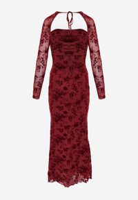 Renee - Czerwona Sukienka VICES Bodycon z Siateczki Ozdobionej Wzorem w Kwiaty Rivita. Okazja: na studniówkę, na imprezę. Typ kołnierza: dekolt kwadratowy. Kolor: czerwony. Wzór: aplikacja, kwiaty. Typ sukienki: bodycon. Styl: elegancki #4