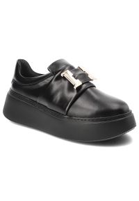 Czarne Sneakersy Armodo Stylowe Wsuwane Obuwie Damskie. Zapięcie: bez zapięcia. Kolor: czarny. Materiał: skóra. Styl: elegancki #1
