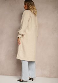 Renee - Jasnobeżowy Płaszcz Boucle Niezapinany Cango. Okazja: na co dzień. Kolor: beżowy. Materiał: jeans, tkanina. Długość rękawa: długi rękaw. Długość: długie. Styl: casual, elegancki #3