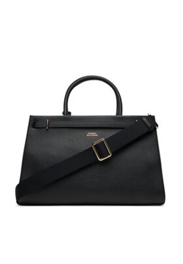TOMMY HILFIGER - Tommy Hilfiger Torebka American Icon Tote Leather AW0AW17185 Czarny. Kolor: czarny. Materiał: skórzane