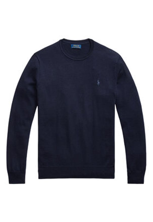 Polo Ralph Lauren Sweter 710946143001 Granatowy Slim Fit. Typ kołnierza: polo. Kolor: niebieski. Materiał: wełna