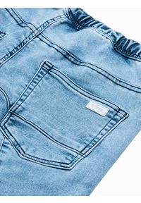 Ombre Clothing - Krótkie spodenki męskie jeansowe W219 - jasny jeans - L. Materiał: jeans. Długość: krótkie. Wzór: aplikacja #6