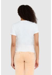 Juicy Couture - JUICY COUTURE Biały t-shirt damski z diamentowym logo, Rozmiar S. Kolor: biały