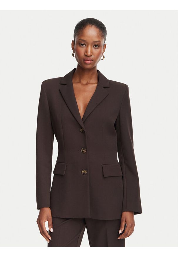 Marella Marynarka Amico1 2625046251 Brązowy ciemny Slim Fit. Kolor: brązowy. Materiał: syntetyk