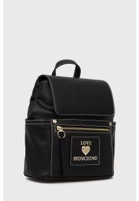 Love Moschino Plecak damski kolor czarny mały gładki. Kolor: czarny. Wzór: gładki