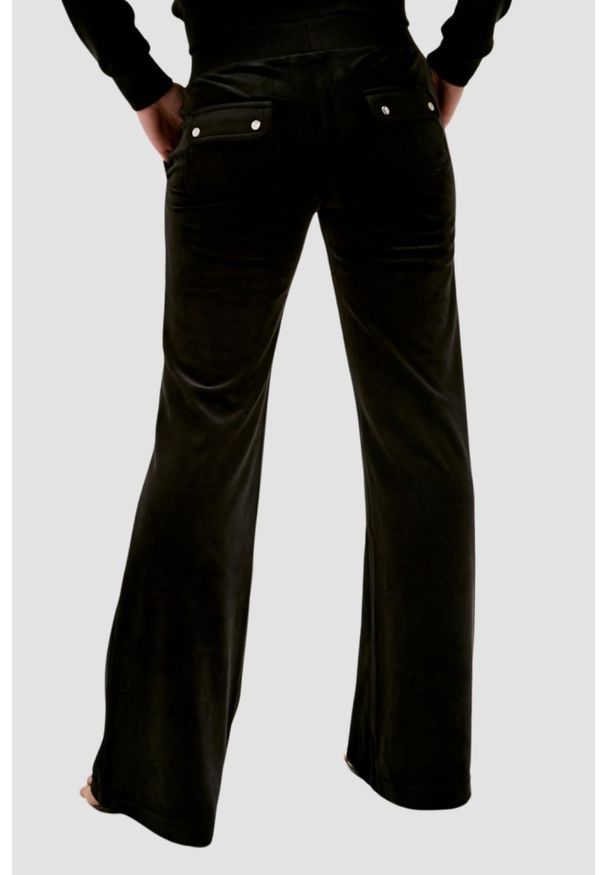 Juicy Couture - JUICY COUTURE Czarne damskie spodnie dresowe Layla Caviar Trackpant. Kolor: czarny. Materiał: dresówka