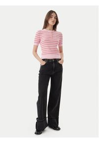 TOMMY HILFIGER - Tommy Hilfiger Sweter WW0WW49613 Różowy jasny Slim Fit. Kolor: różowy. Materiał: bawełna #4