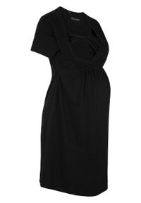 Sukienka z dżerseju dla ciężarnych i karmiących bonprix czarny. Kolekcja: moda ciążowa. Kolor: czarny. Materiał: jersey