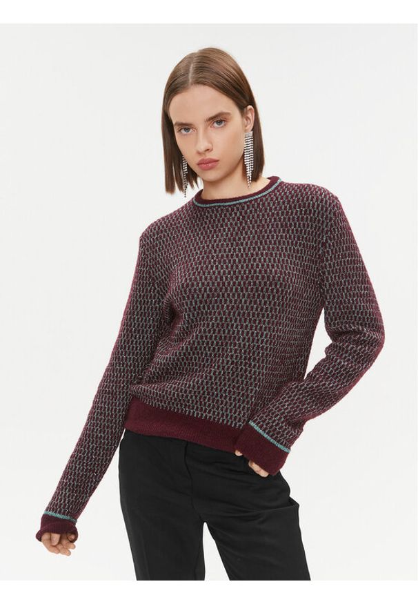 Pinko Sweter Scimpanze 102226 A1BH Bordowy Regular Fit. Kolor: czerwony. Materiał: wełna