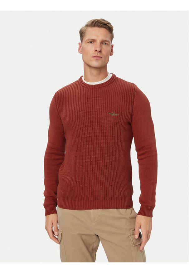Aeronautica Militare Sweter 262MA1571UL00409 Czerwony Regular Fit. Kolor: czerwony. Materiał: bawełna