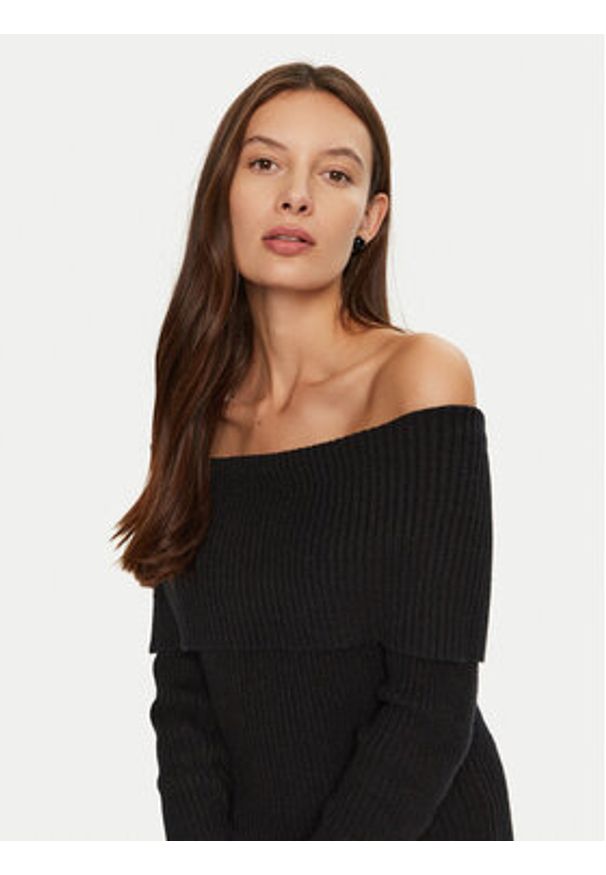 only - ONLY Sukienka dzianinowa Katia 15344233 Czarny Slim Fit. Kolor: czarny. Materiał: wiskoza, syntetyk