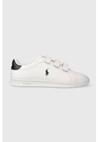 Polo Ralph Lauren sneakersy skórzane Hrt Crt 3Str kolor biały 809913461001. Nosek buta: okrągły. Zapięcie: rzepy. Kolor: biały. Materiał: skóra #1