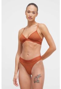 Calvin Klein Underwear stringi kolor pomarańczowy z koronki. Kolor: pomarańczowy. Materiał: koronka. Wzór: koronka #3