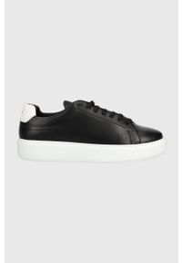 Hugo - HUGO sneakersy skórzane Quiver kolor czarny. Nosek buta: okrągły. Zapięcie: sznurówki. Kolor: czarny. Materiał: skóra
