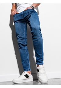 Ombre Clothing - Spodnie męskie jeansowe SKINNY FIT P1007 - niebieskie - XL. Kolor: niebieski. Materiał: jeans. Styl: klasyczny