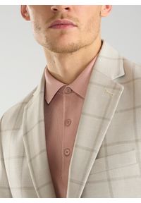 Pako Lorente - PAKO LORENTE – Beżowa marynarka męska w kratę Windowpane. Kolor: beżowy. Materiał: tkanina. Wzór: kratka. Styl: elegancki #8