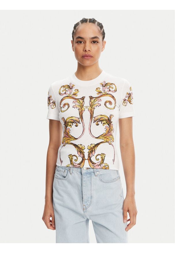 Versace Jeans Couture T-Shirt 78HAH6P8 Biały Slim Fit. Kolor: biały. Materiał: bawełna