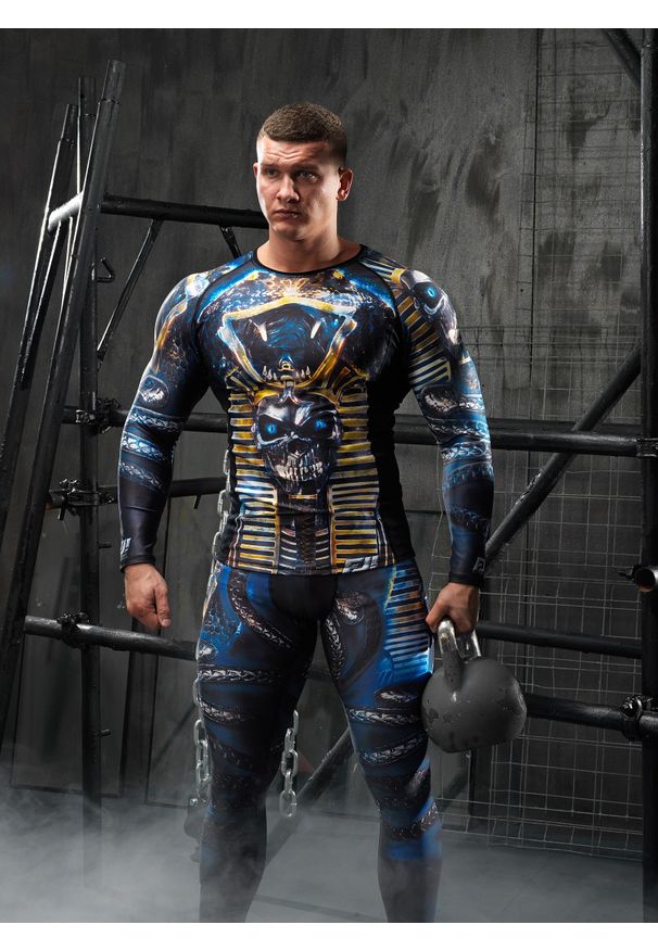 FJ! - Rashguard długi rękaw PHARAOH. Materiał: materiał, elastan, dzianina, skóra, poliester. Długość rękawa: długi rękaw. Długość: długie. Wzór: nadruk. Sport: fitness