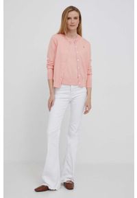 Polo Ralph Lauren kardigan damski kolor pomarańczowy lekki. Okazja: na co dzień. Typ kołnierza: polo. Kolor: pomarańczowy. Materiał: dzianina. Długość rękawa: długi rękaw. Długość: długie. Wzór: gładki. Styl: casual #4
