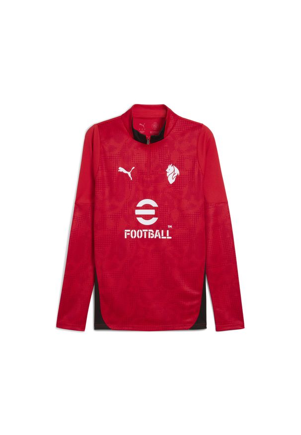 Puma - Męska bluza treningowa z zamkiem 1/4 AC Milan 25/26 PUMA. Kolor: czerwony, czarny, wielokolorowy. Sport: piłka nożna