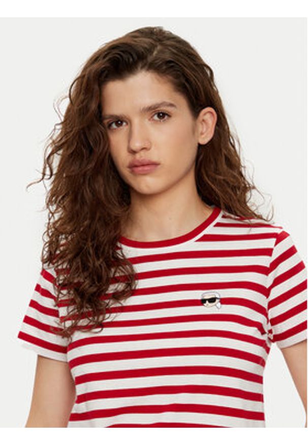 Karl Lagerfeld - KARL LAGERFELD T-Shirt A1W17099 Czerwony Regular Fit. Typ kołnierza: dekolt w karo. Kolor: czerwony. Materiał: bawełna