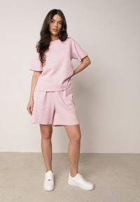 Born2be - Różowy Klasyczny T-shirt z Bawełny o Prostym Kroju Phemeni. Okazja: na co dzień. Kolor: różowy. Materiał: bawełna. Styl: klasyczny #8