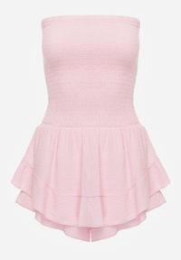 Renee - Różowy Bawełniany Kombinezon z Elastyczną Górą i Falbankami Palelia. Okazja: na co dzień. Kolor: różowy. Materiał: bawełna. Styl: casual #6