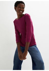 bonprix - Bluzka z długim rękawem z czystej bawełny organicznej. Kolor: fioletowy. Materiał: bawełna. Długość rękawa: długi rękaw. Długość: długie #1