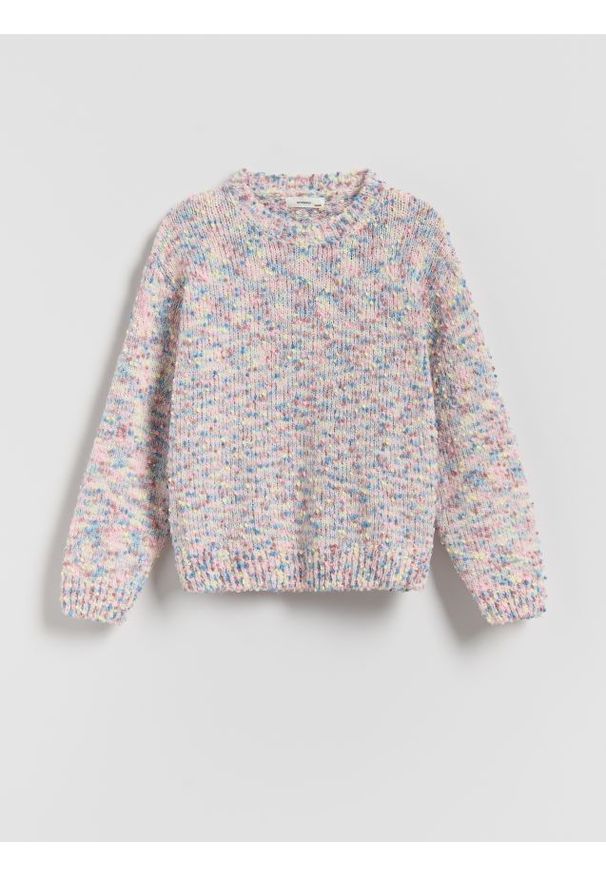 Reserved - Sweter z kolorowym wzorem - wielobarwny. Materiał: dzianina. Wzór: kolorowy