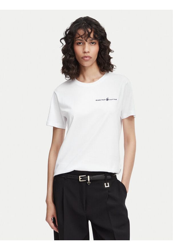 Beverly Hills Polo Club T-Shirt P-SS26W-TS085 Biały Regular Fit. Typ kołnierza: polo. Kolor: biały. Materiał: bawełna